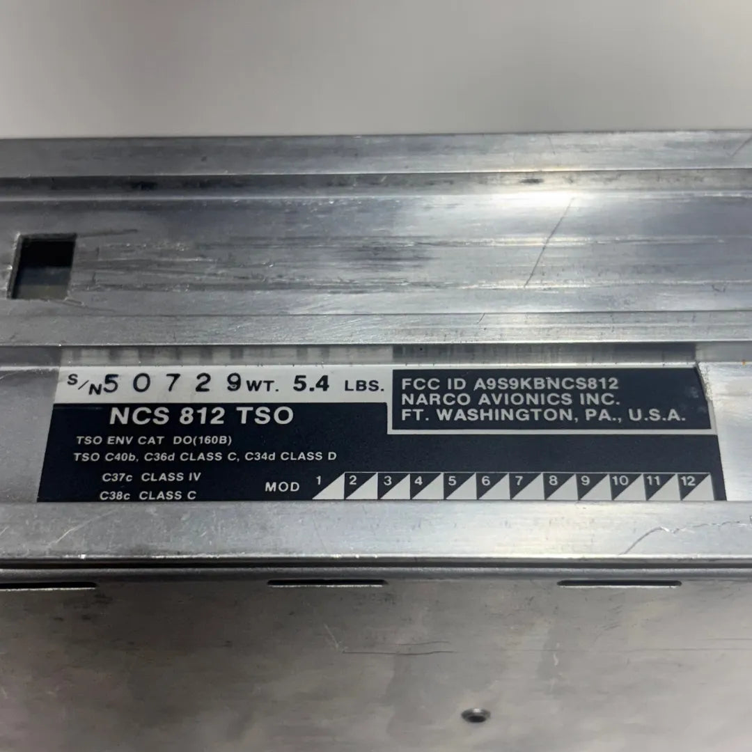 Narco NCS 812 TSO NAV/COMM | TSO'd Avionics | P/N A9S9KBNCS812 | 5.4 lbs