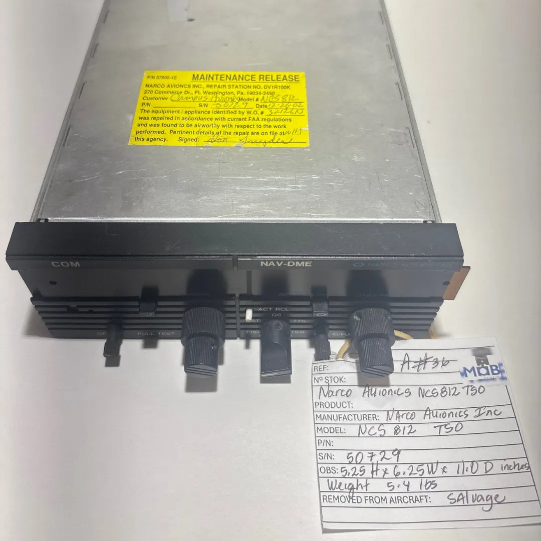 Narco NCS 812 TSO NAV/COMM | TSO'd Avionics | P/N A9S9KBNCS812 | 5.4 lbs