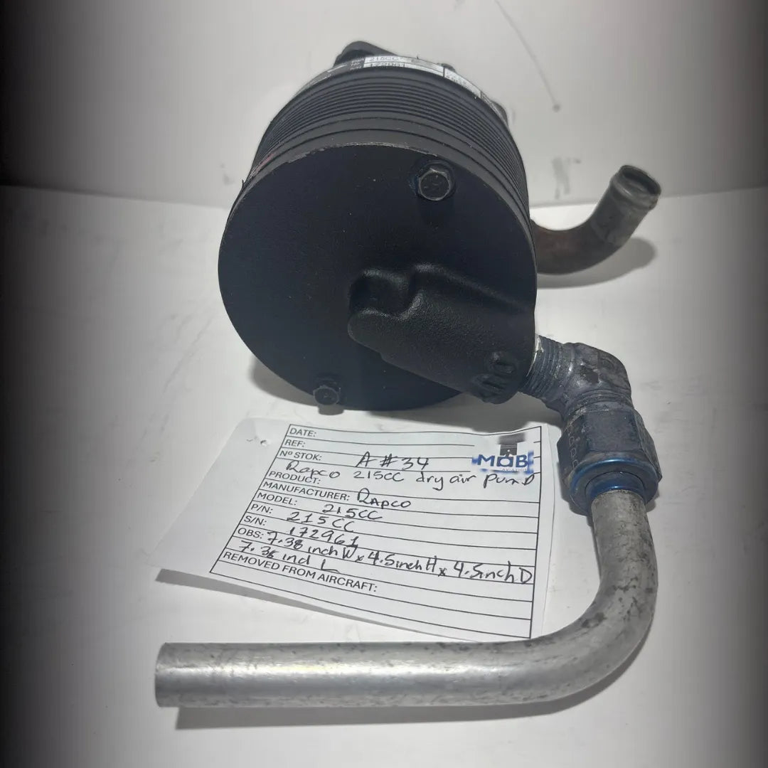 Rapco 215CC Dry Air Pump | Vacuum/Pressure | CC Rotation