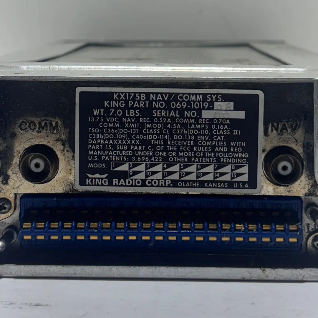 King KX175B NAV/COMM Radio – P/N 069-1019 – 14V – 720 COMM & 200 NAV Channels – General Aviation