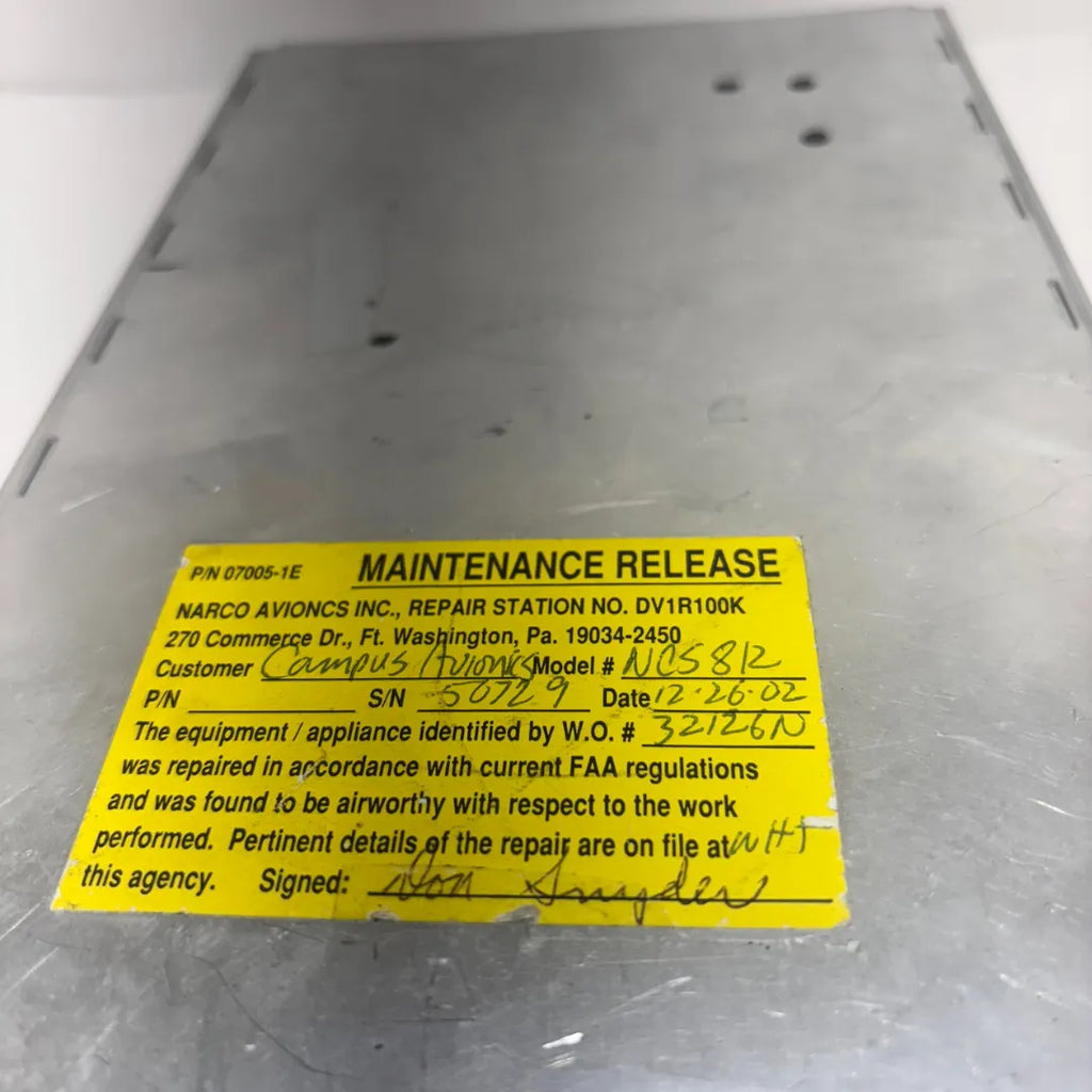 Narco NCS 812 TSO NAV/COMM | TSO'd Avionics | P/N A9S9KBNCS812 | 5.4 lbs
